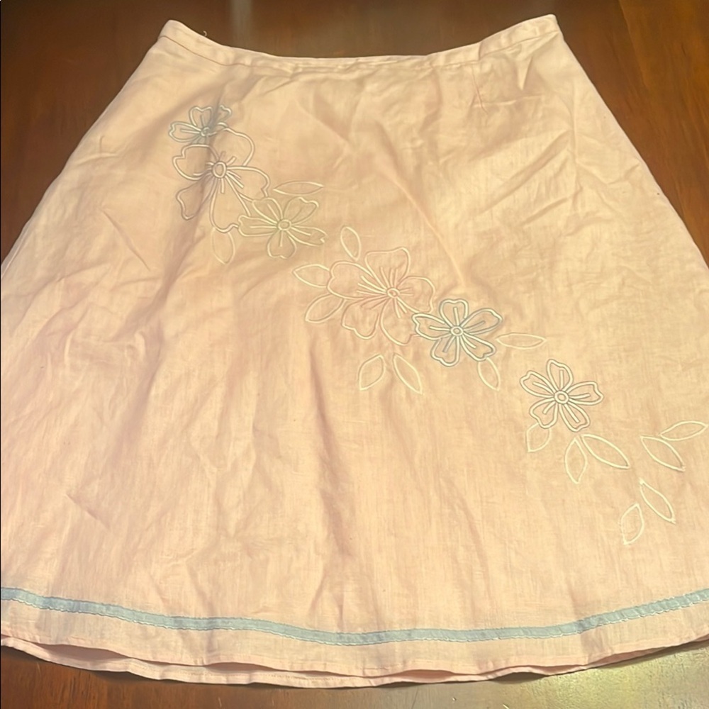 Floral Embroidered A-Line Skirt